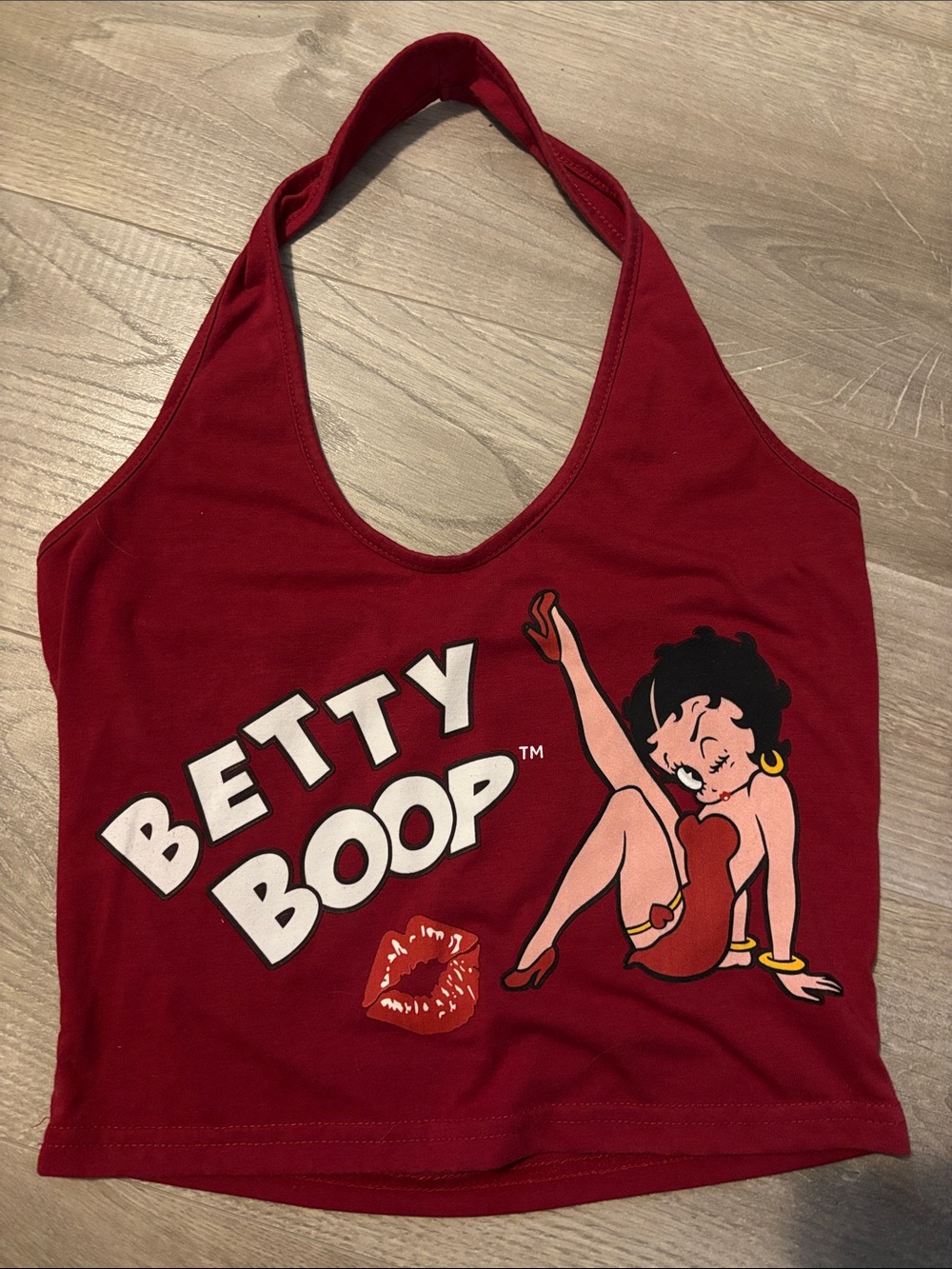 Betty Boop Red Graphic Halter Crop Top
